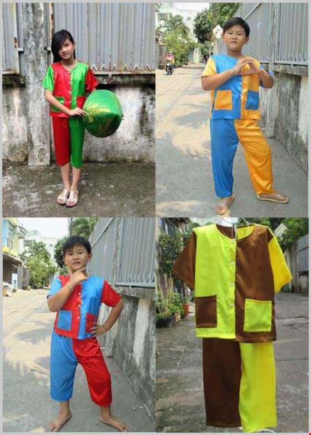 Áo bà ba đồng dao trẻ em phi trơn 2 màu