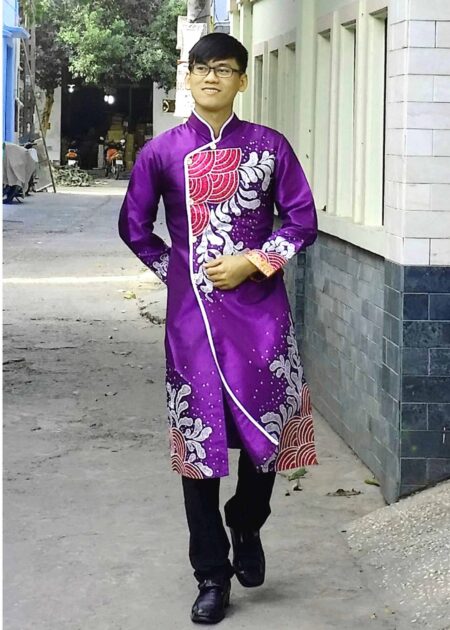 Áo dài cách tân nam màu tím