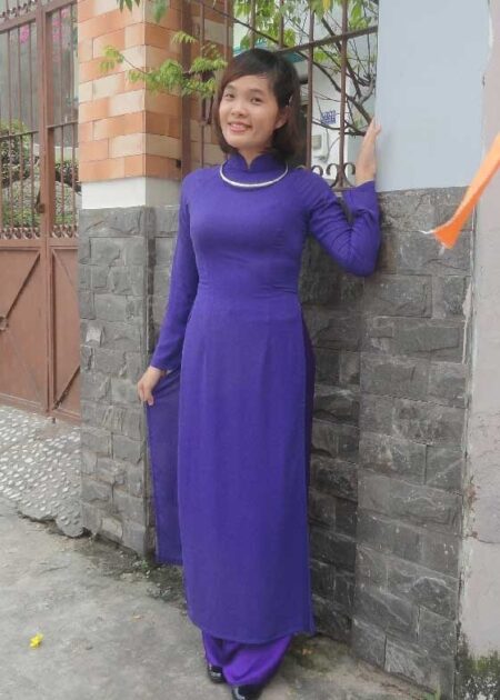 Áo dài chiffon tím Huế