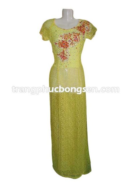 Áo dài lưới đính kết cườm 02