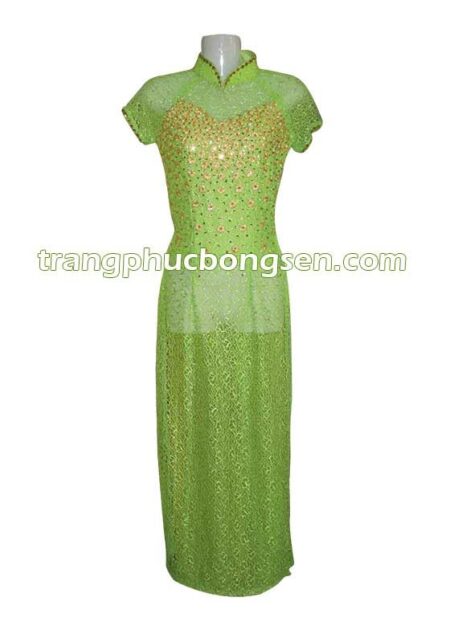 Áo dài lưới kết cườm 03
