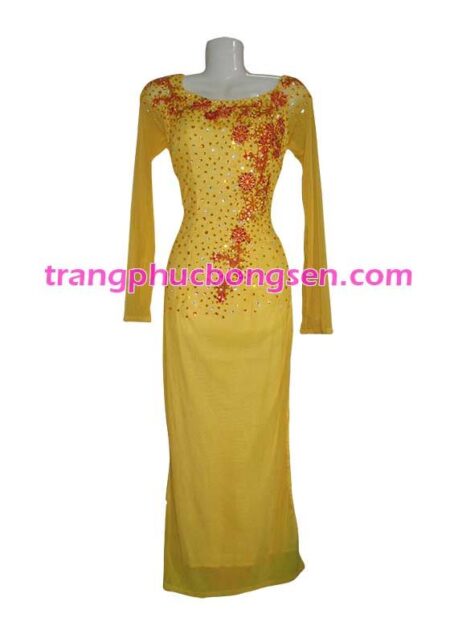 Áo dài lưới kết cườm 06