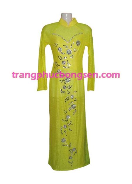 Áo dài lưới kết cườm 08