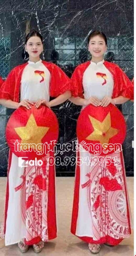 Áo dài nữ hoa sen trống đồng múa hát sử ca