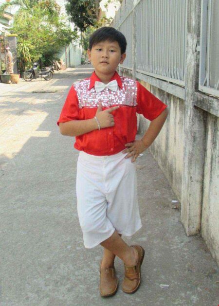 Áo sơ mi nam trẻ em phối kim sa - Quần short