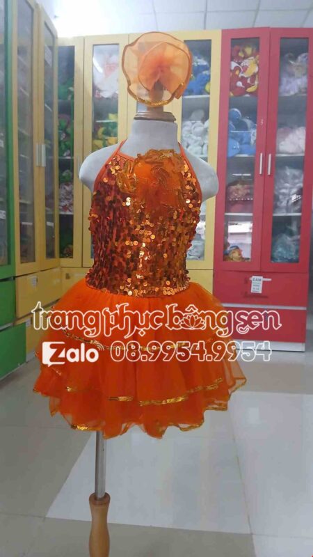 Đầm múa trẻ em màu cam  - mầm non