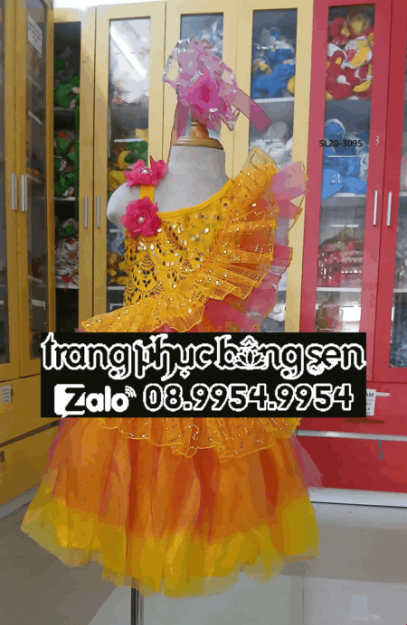 Đầm múa trẻ em màu hồng đỏ