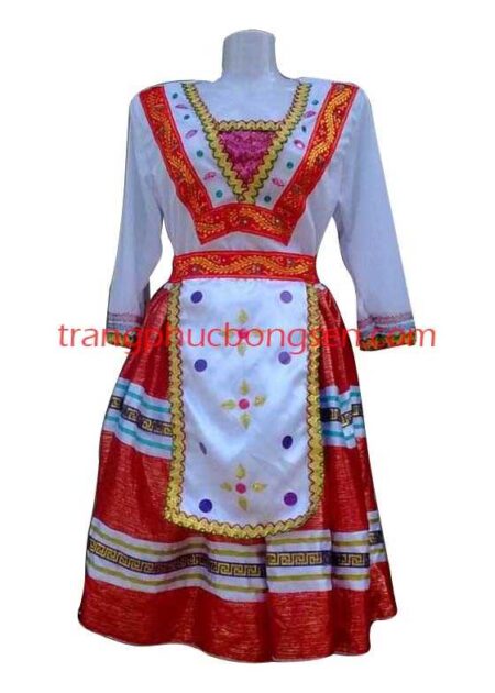 Đồ dân tộc Mèo phi bóng màu cam phối thổ cẩm