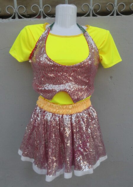 Đồ nhảy hiện đại trẻ em nữ kim sa hồng