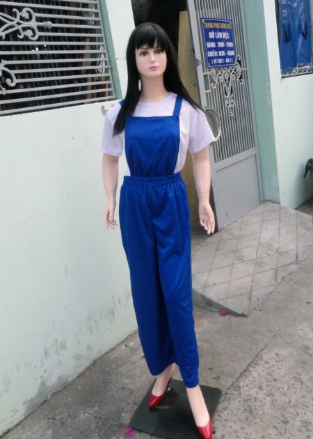 Quần áo công nhân yếm màu xanh bích