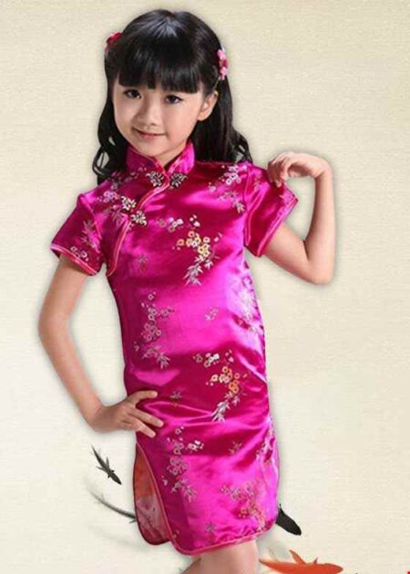 Sườn xám nữ mầm non phi hồng