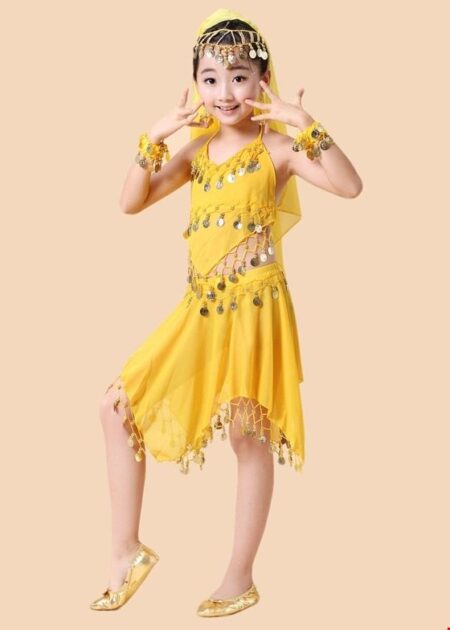 Trang phục Ấn Độ (múa bụng, belly dance) mầm non yếm, váy vàng