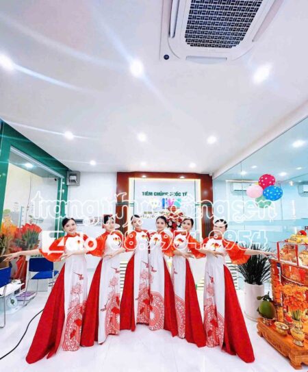 Trang phục áo dài múa văn nghệ múa hát sử ca hoa sen trống đồng