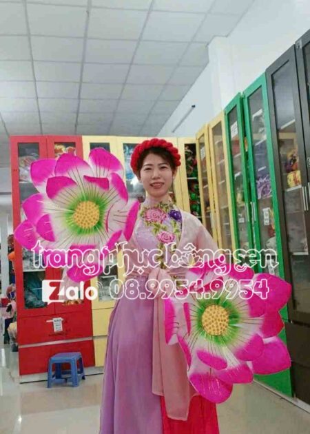 Trang phục đầm múa tứ thân hoa tím 3D