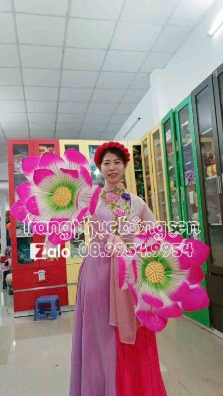 Trang phục đầm múa tứ thân hoa tím 3D