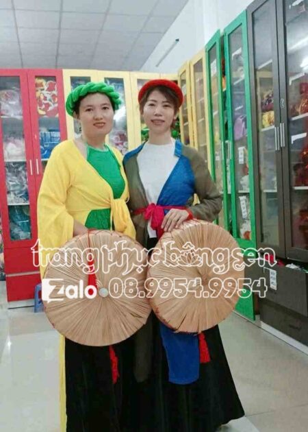 Trang phục đầm múa tứ thân vàng - xám