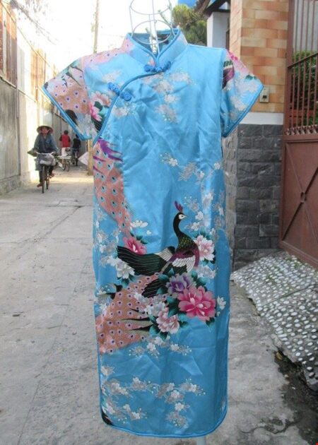 Trang phục Sườn Xám trẻ em màu xanh